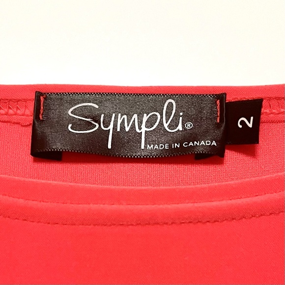 Sympli Nu Trapeze Dress Size 2 Coral Slinky Jersey Travel Knit Pockets Lagenlook - Picture 6 of 8